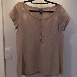 Eileen Fisher khaki short sleeve blouse